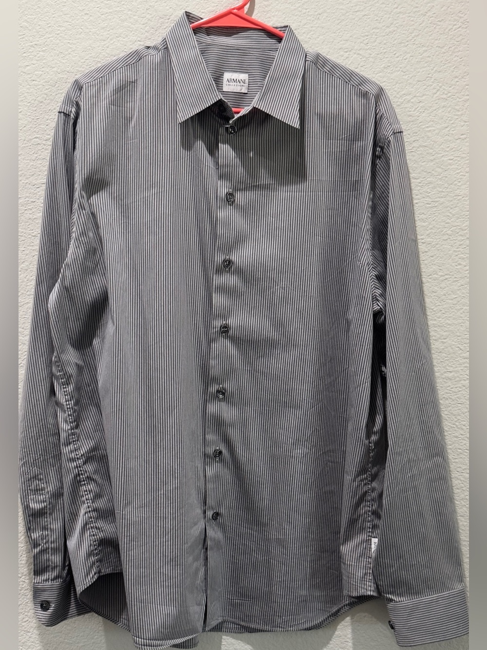 Armani Exchange Men’s Black and White Pinstripe Dress Shirt